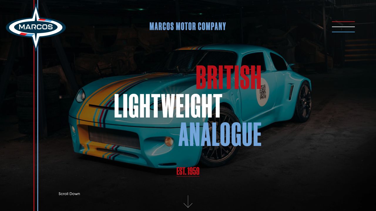 Marcos Motor Company website homepage