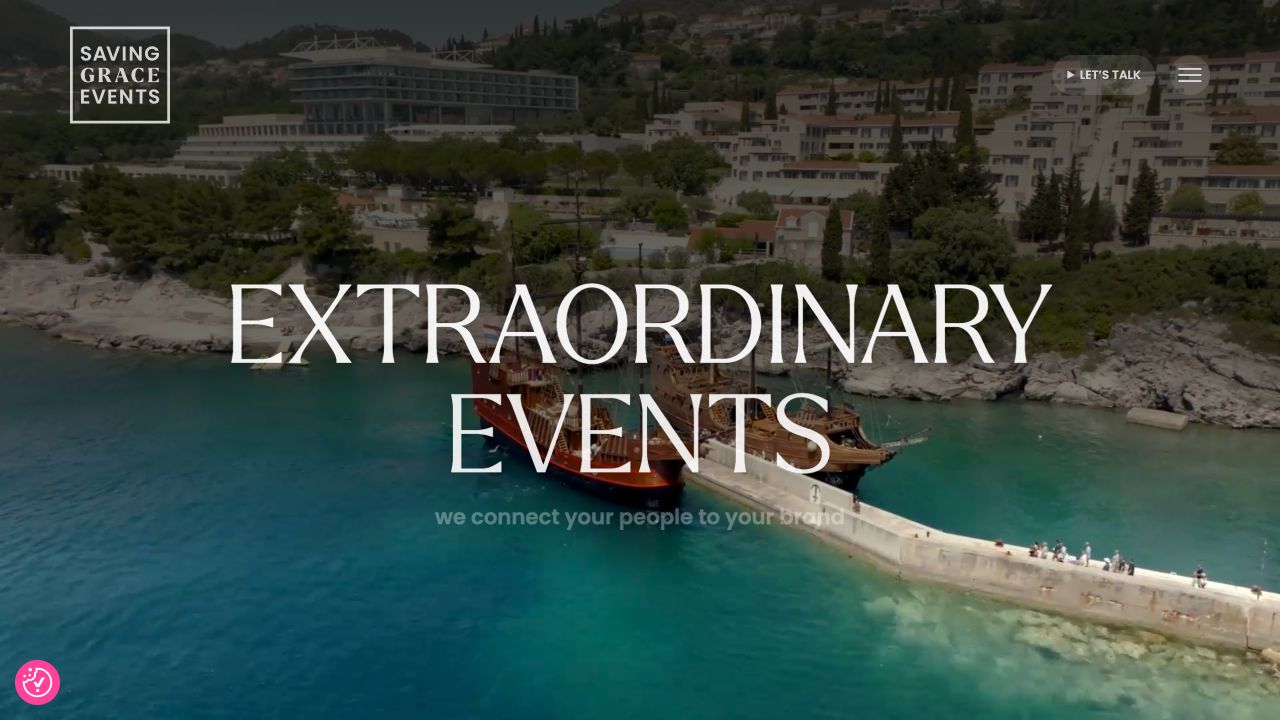 Saving Grace Events website homepage